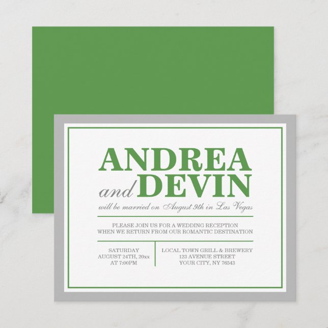 Invitation Cartons d'invitation pour réception de mariage Gra (Devant / Derrière)