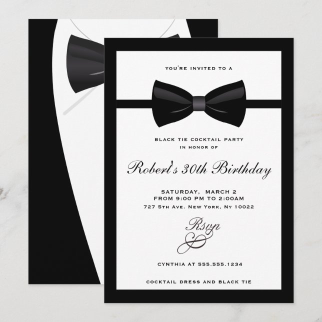 Invitation Cartons d'invitation pour soirée cocktail tenue de (Devant / Derrière)