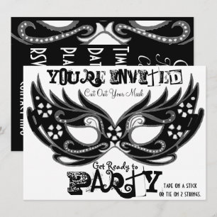 Invitation Cartons d'invitation pour soirée "Masque à découpe