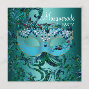 Invitation Cartons d'invitation pour soirée masquée bleu sarc