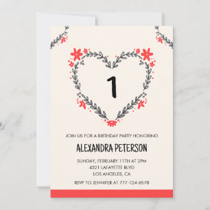 Invitation Cartons d'invitation pour son 1er anniversaire flo