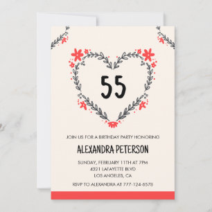 Invitation Cartons d'invitation pour son 55e anniversaire flo