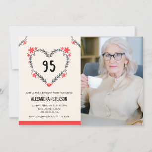 Invitation Cartons d'invitation pour son 95e anniversaire Flo