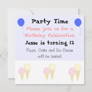 Invitation Cartons d'invitation pour une fête avec des cônes