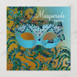 Invitation Cartons d'invitation pour une soirée masquée bleu