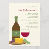Cartons d'invitation pour une soirée vin et fromag