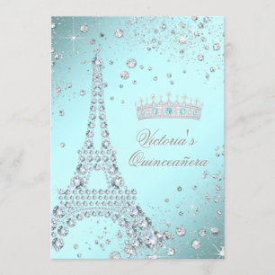 Invitation Cartons d'invitation Quinceanera Couronne Paris Bl