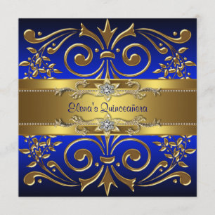 Invitation Cartons d'invitation Quinceanera Royale Bleu Or