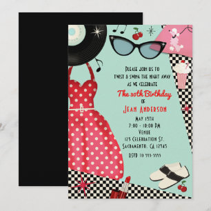 Invitation Cartons d'invitation rétro vintage années 50