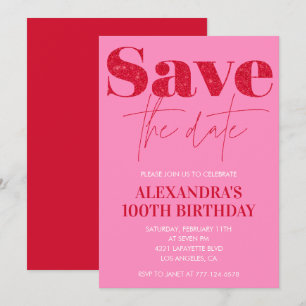 Invitation Cartons d'invitation rose pour 100e anniversaire E
