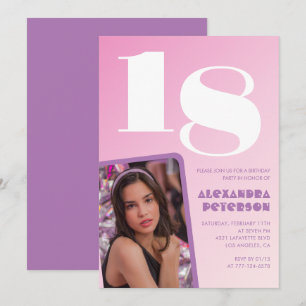 Invitation Cartons d'invitation rose pour 18 ans Photo Rétro