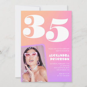 Invitation Cartons d'invitation rose pour 35e anniversaire Ph