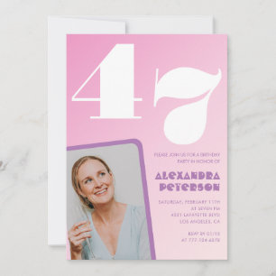 Invitation Cartons d'invitation rose pour 47e anniversaire Ph