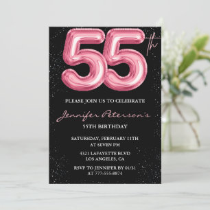 Invitation Cartons d'invitation rose pour 55e anniversaire Ba