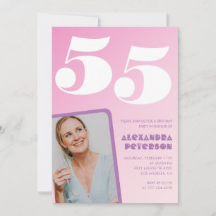 Invitation Cartons d'invitation rose pour 55e anniversaire Ph