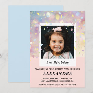 Invitation Cartons d'invitation rose pour 5ème anniversaire C