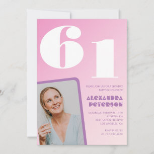 Invitation Cartons d'invitation rose pour 61e anniversaire Ph