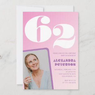 Invitation Cartons d'invitation rose pour 62e anniversaire Ph