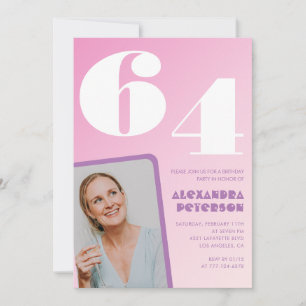 Invitation Cartons d'invitation rose pour 64e anniversaire Ph