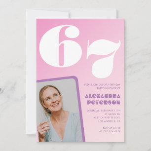 Invitation Cartons d'invitation rose pour 67e anniversaire Ph