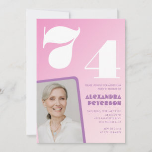 Invitation Cartons d'invitation rose pour 74e anniversaire Ph
