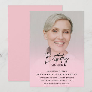 Invitation Cartons d'invitation rose pour 79e anniversaire Dî