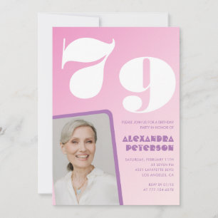 Invitation Cartons d'invitation rose pour 79e anniversaire Ph