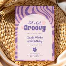 Cartons d'invitation rose rétro pour anniversaire 
