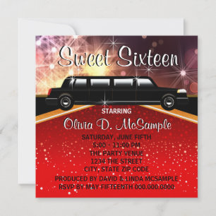 Invitation Cartons d'invitation Tapis Rouge Cinéma Star Glitz