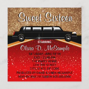 Invitation Cartons d'invitation Tapis Rouge Cinéma Star Glitz