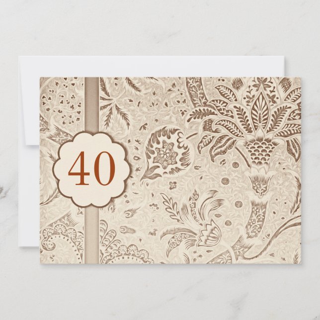 Invitation Cartons d'invitation vintage luxe pour 40 ans de m (Devant)