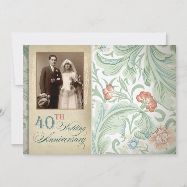 Invitation cartons d'invitation vintage pour les 40 ans avec  (Devant)