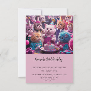 Invitation Cartoon Cats Purr-fect pour enfants fête d'anniver