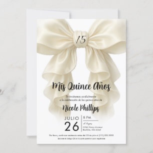 Invitation Cascade de noeud papillon crème Élégant Fête de Qu