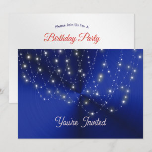 Invitation Cascade d'étoile de bleu minuit de fête d'annivers