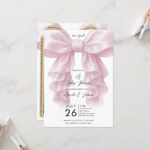 Invitation Cascade Rose Ruban Froissé Élégante Baby Shower