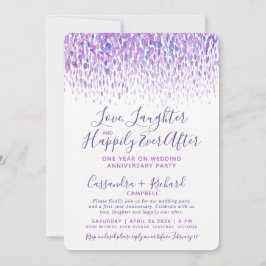 Invitation Cascade violet aquarelle 1 an de fête de mariage