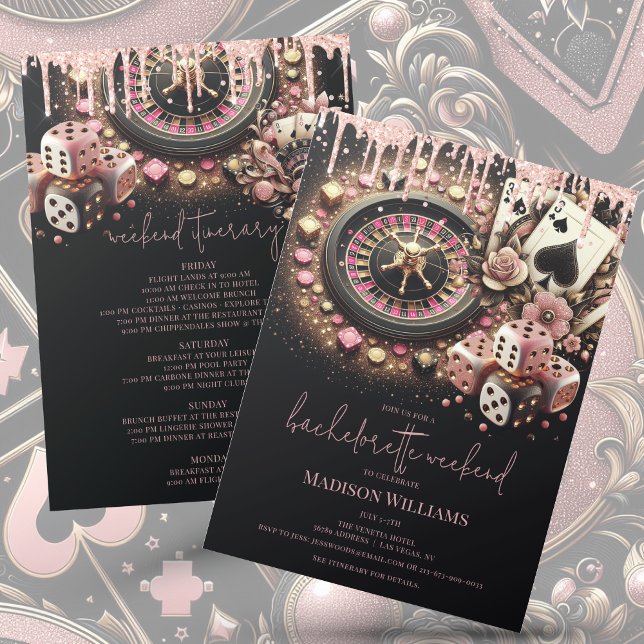 Invitation Casino Bachelorette Luxe & Itinéraire (Créateur téléchargé)