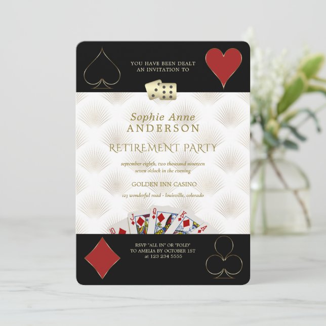 Invitation Casino glamour Vegas Poker Retraite Party (Debout devant)