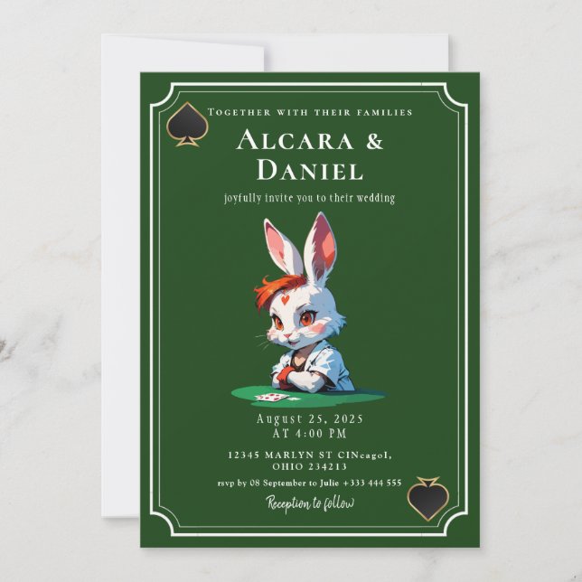 Invitation Casino Las Vegas Poker wedding (Devant)