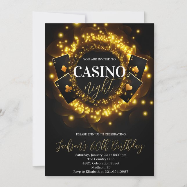 Invitation Casino Night Anniversaire Poker Anniversaire (Devant)