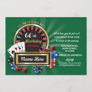 Invitation Casino Nuit Anniversaire Las Vegas Roulette Invita