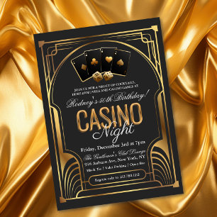 Invitation Casino Vegas Black and Gold Anniversaire Invitatio