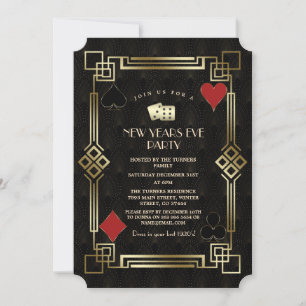 Invitation Casino vintage Vegas Gold Gatsby Nouvel An