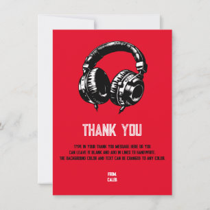 Invitation Casque de musique noir Danse DJ Anniversaire Merci