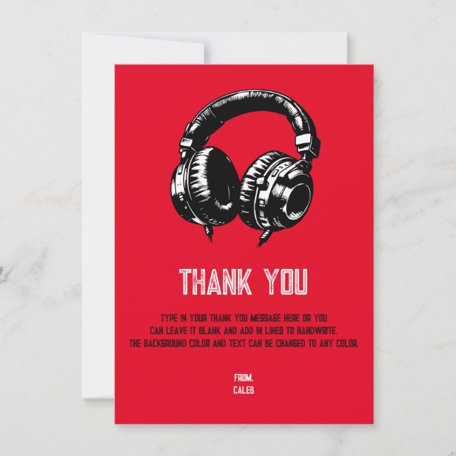 Invitation Casque de musique noire Dance DJ Anniversaire Merc (Devant)