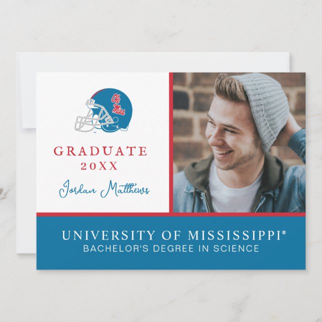 Invitation Casque Ole Miss Football | Bleu clair (Devant)
