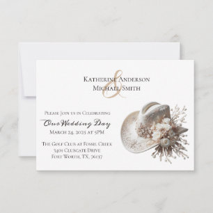 Invitation Casquette blanc Cowgirl avec Mariage Fleurs