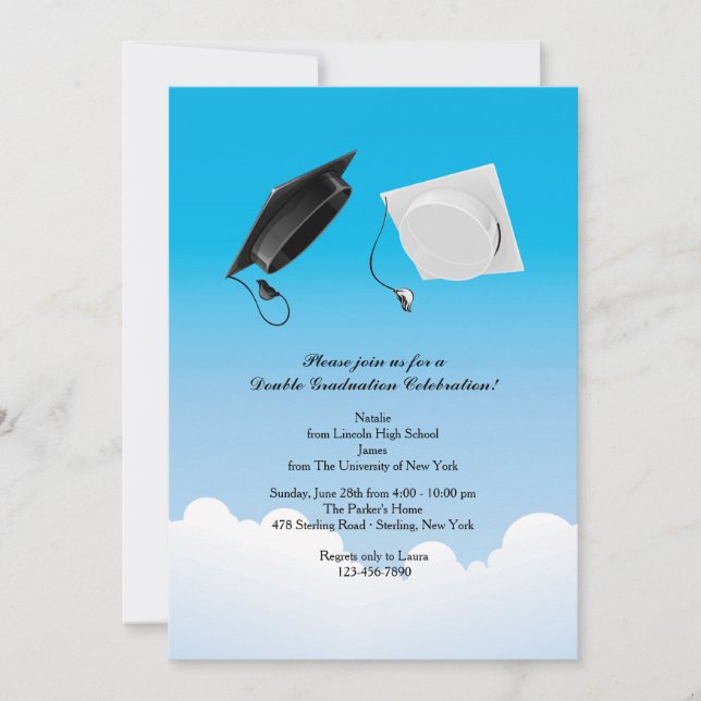 Invitation Casquette de double diplôme Jeu vertical (Devant)