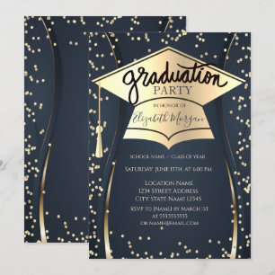 Invitation Casquette de grade, Diamonds Marine Bleu Graduatio